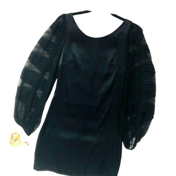 Nwt Abs Silk Cocktail Dress Lined Neiman Marcus Whimsigoth Balloon Slvs Womens 2